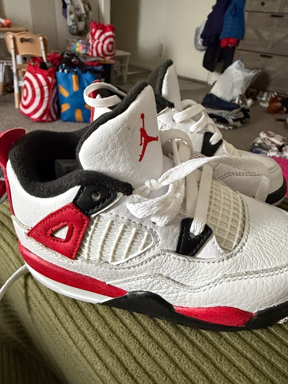 Jordan Kids White, Red & Black Low-Top Sneakers